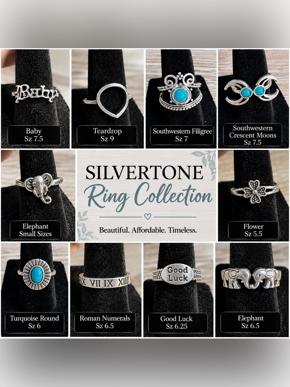 Southwestern Filigree Rings Bulk various size with Turquoise Accent